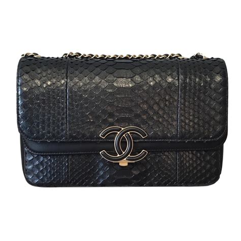 chanel two tone black python bag|python chanel handbags women.